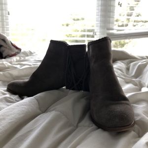 Gray suede booties